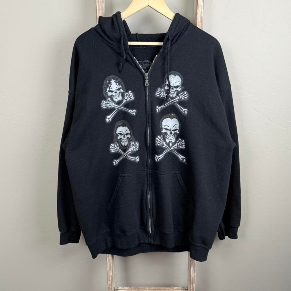 Metallica Band Tour Black Birth School Death Skull Zip Hoodie size XL